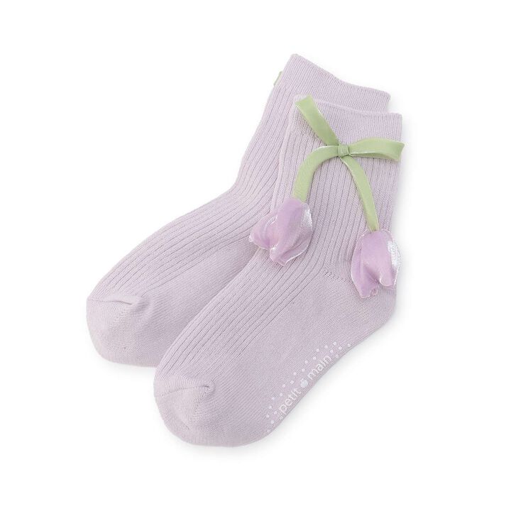 Flower Motif Crew Socks,, medium