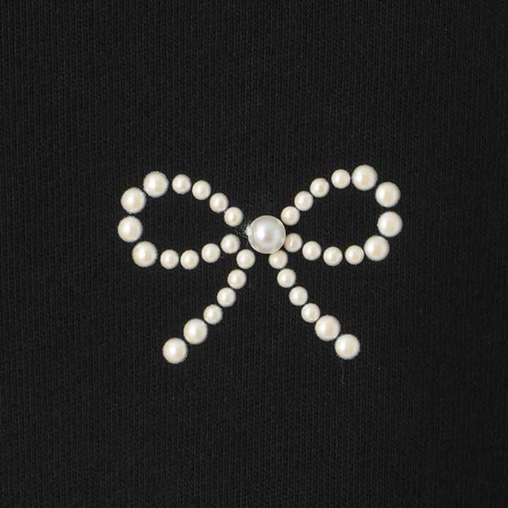Many Pearl Ribbon Sweatshirt,Emerald green, medium image number 3