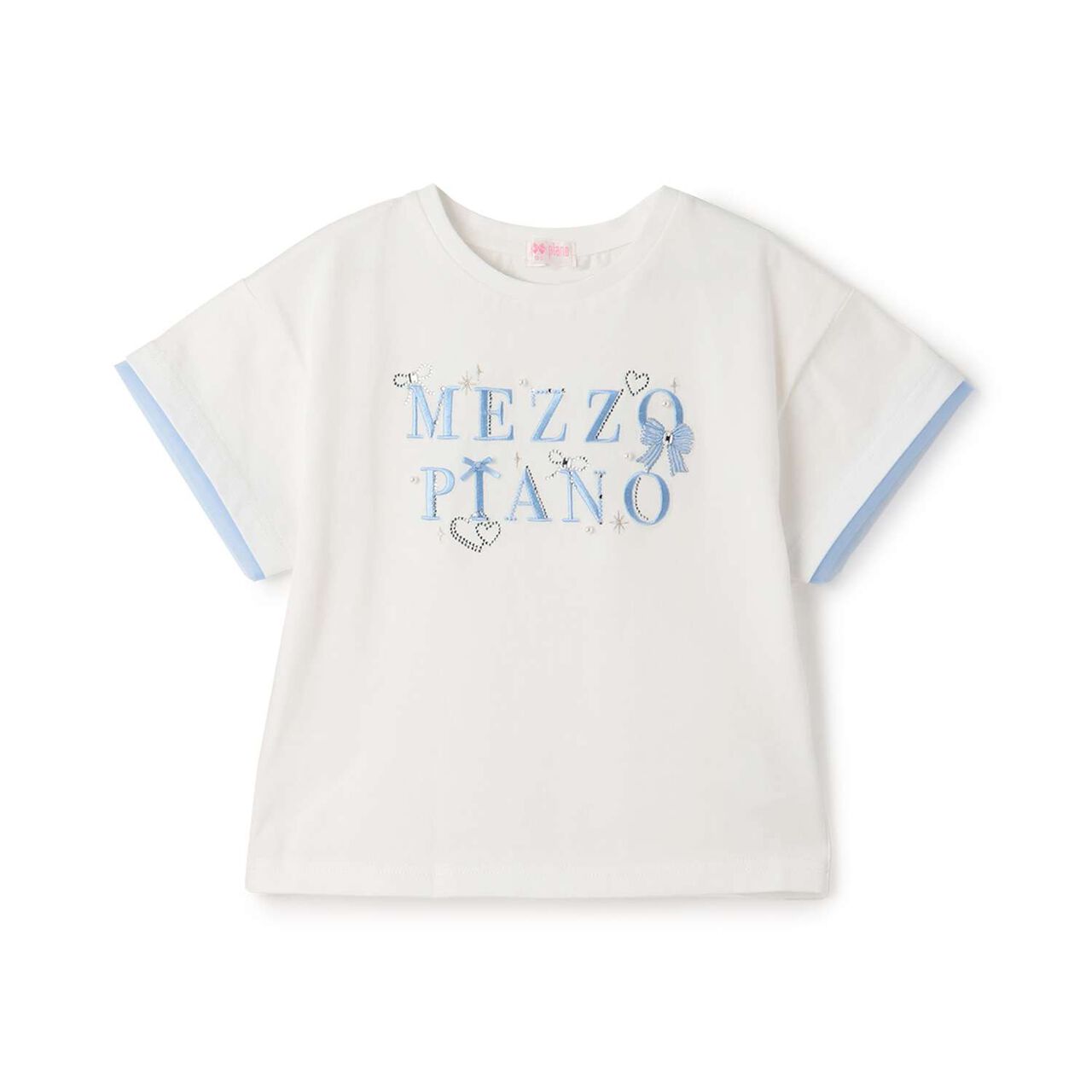 Sparkling Ribbon Logo Embroidered Short Sleeve T-Shirt,Lilac, large image number 11