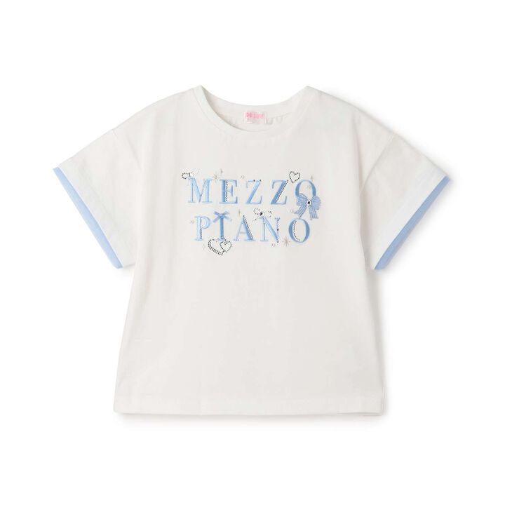 Sparkling Ribbon Logo Embroidered Short Sleeve T-Shirt,Lilac, medium image number 11