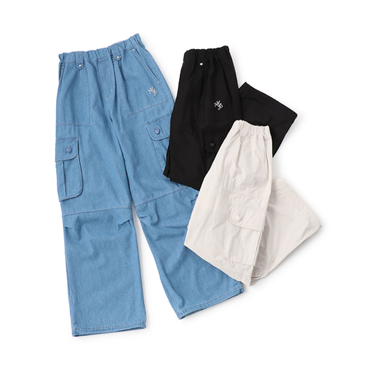 2 WAY Cargo Pants with Heart Button Pocket [Functional Material],Ivory, large image number 12