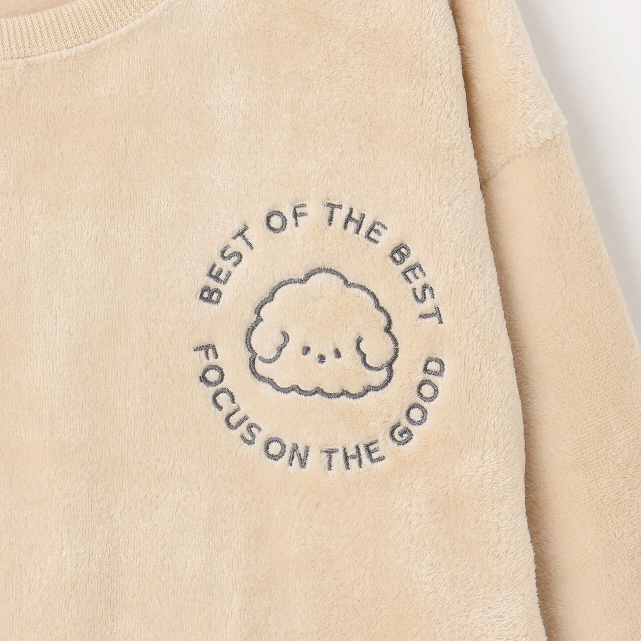 Warm Animal Circle Embroidered Loungewear & Pajama Pants Set,Beige, large image number 7