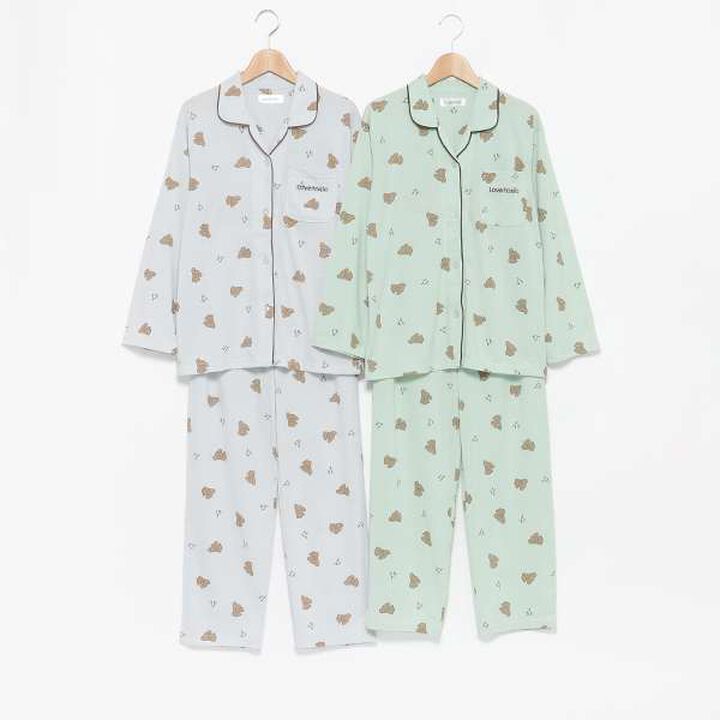 Dog Print Long Pants Pajama,Light green, medium image number 10