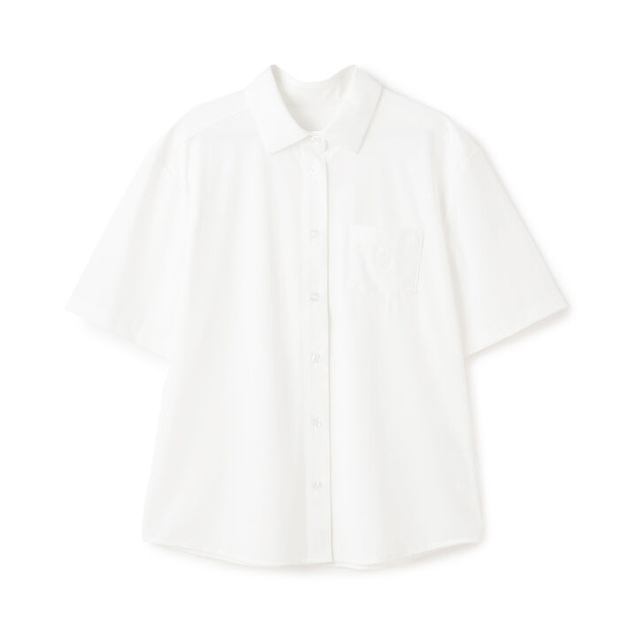 [UV Protection] Pointed Collar Short-Sleeve Cut and Sew Shirt,White, medium image number 0