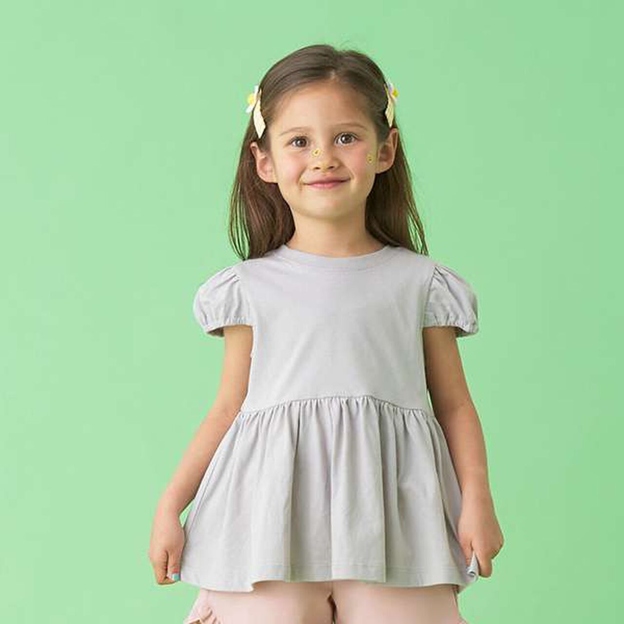 [Cool Touch] Either Way Is Fine Peplum T-Shirt,Silver gray, large image number 0