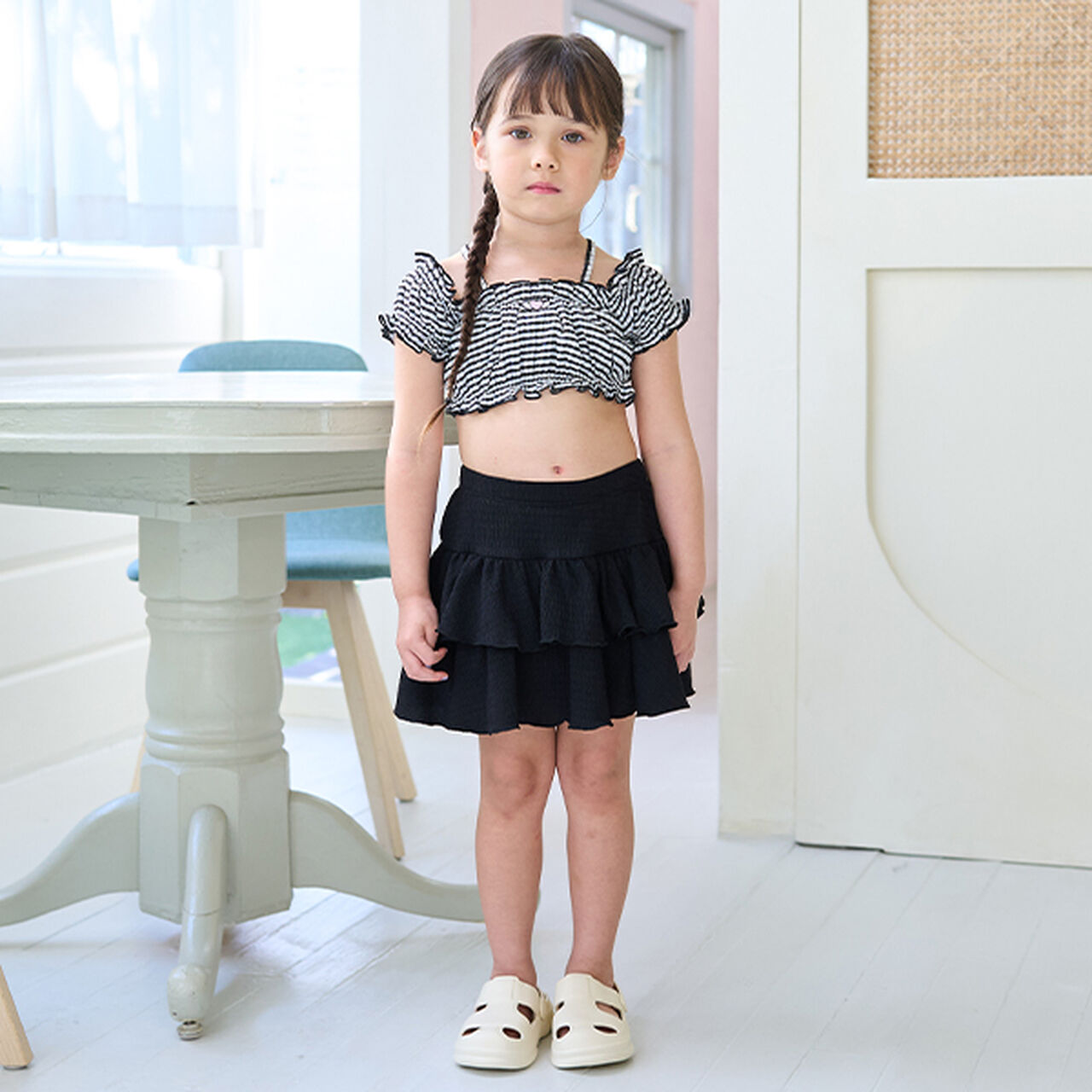 [SWIM] [UV Processing] Gingham Check Gathered Two-Piece Set,Black, large image number 15