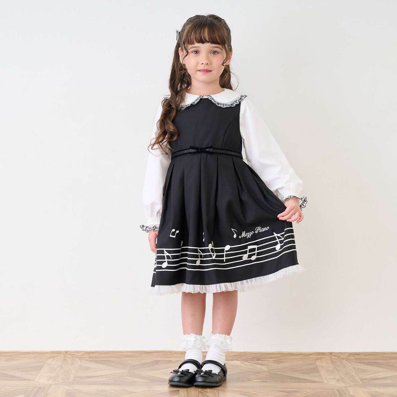 Musical Note Jumper Skirt,Black, large image number 0