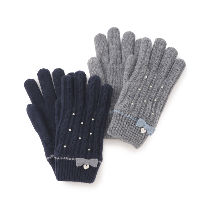 Cable Pattern Gloves with Shaggy Lining,Medium gray, medium image number 5