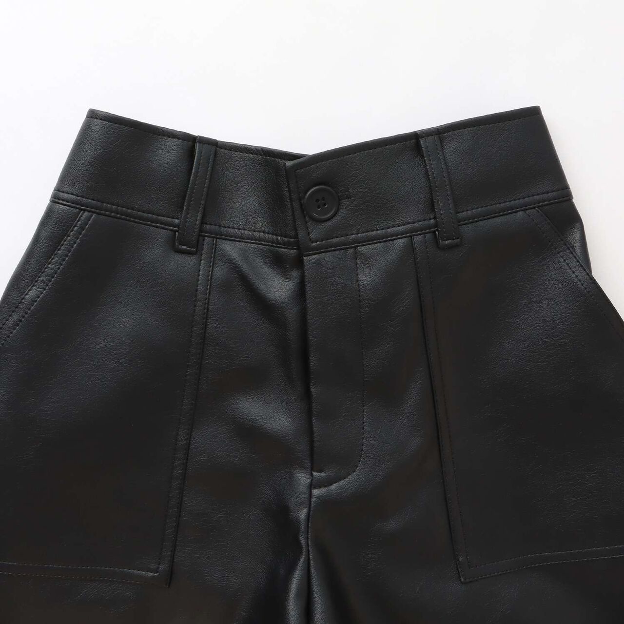 [LTXC] Faux Leather Shorts,Black, large image number 9