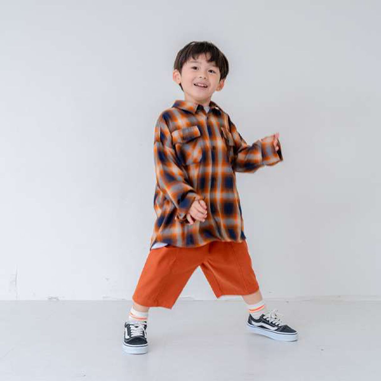 [Link] Ombre Check Emblem Embroidered Shirt,Orange, large image number 17