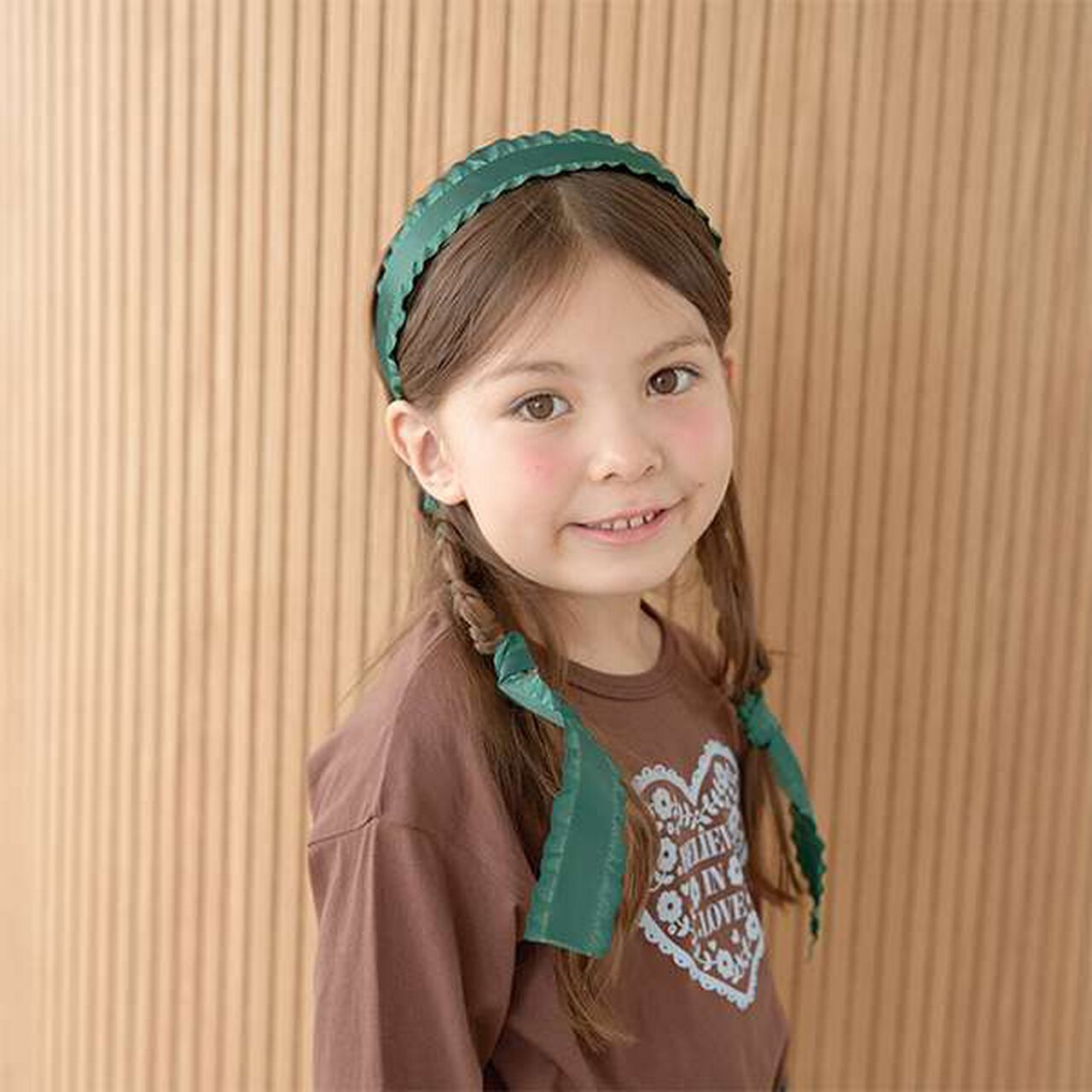 Frill Ribbon Tape Headband,Moss green, large image number 0