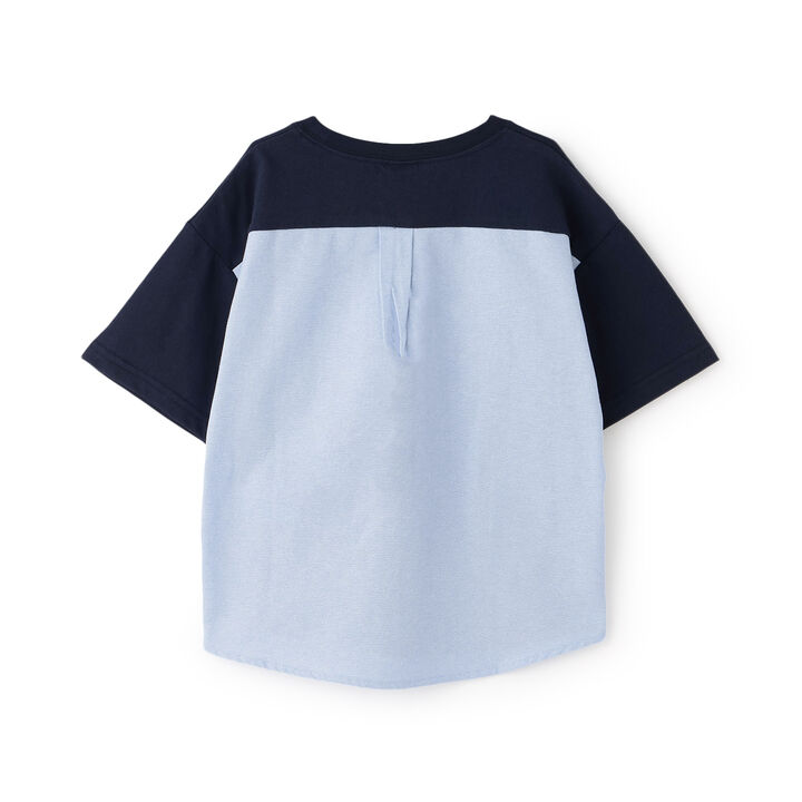 Wide Silhouette Short Sleeve T-Shirt with Contrasting Back Panel,Charcoal gray, medium image number 7