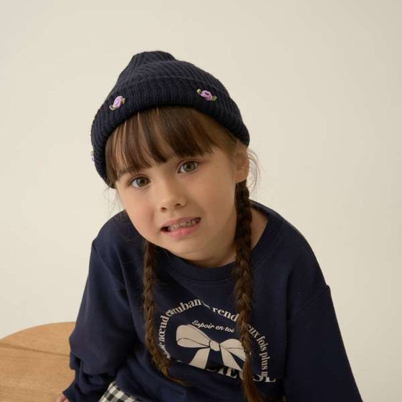 Ribbon Flower Assortment Knit Cap,Sax blue, large image number 6