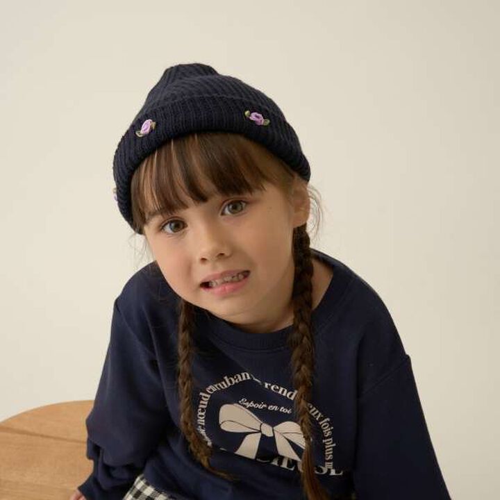 Ribbon Flower Assortment Knit Cap,Sax blue, medium image number 6