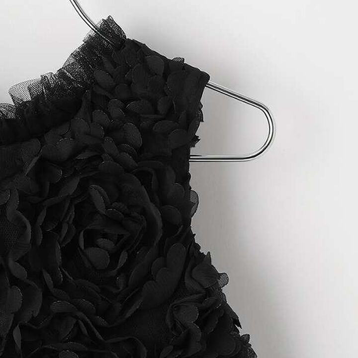 Flower Tape Frill Dress,Off white, medium image number 3