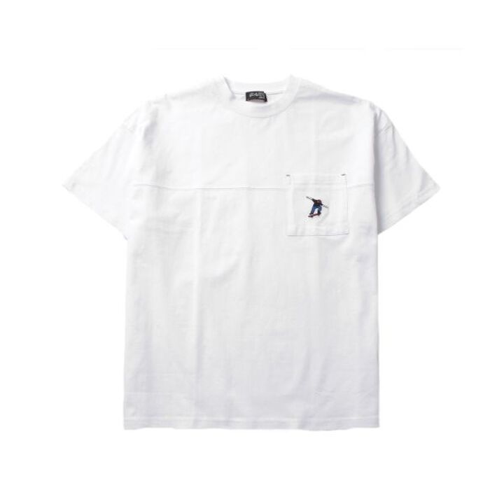 Big Short Sleeve T-Shirt with Pocket Embroidery,White, medium image number 0