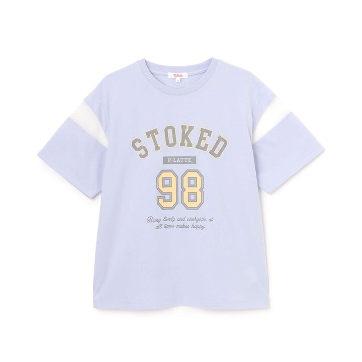 Tulle Sleeve Color Block Numbered Short Sleeve T-Shirt,Emerald green, medium image number 10