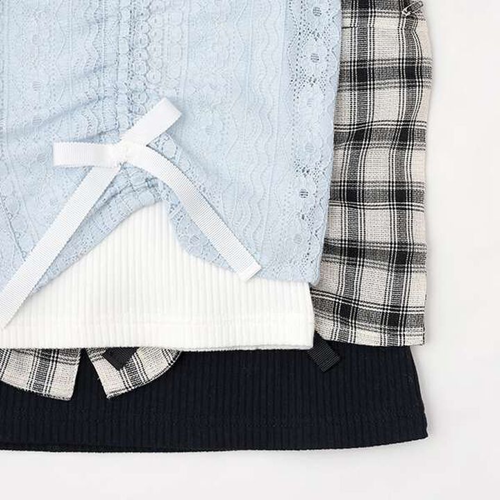 Assorted Material Ruffled Ribbon Shirt & Camisole Set,Black, medium image number 13