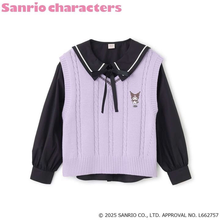 My Melody / Kuromi Knit Vest & Sailor Blouse Set,Purple, medium image number 15