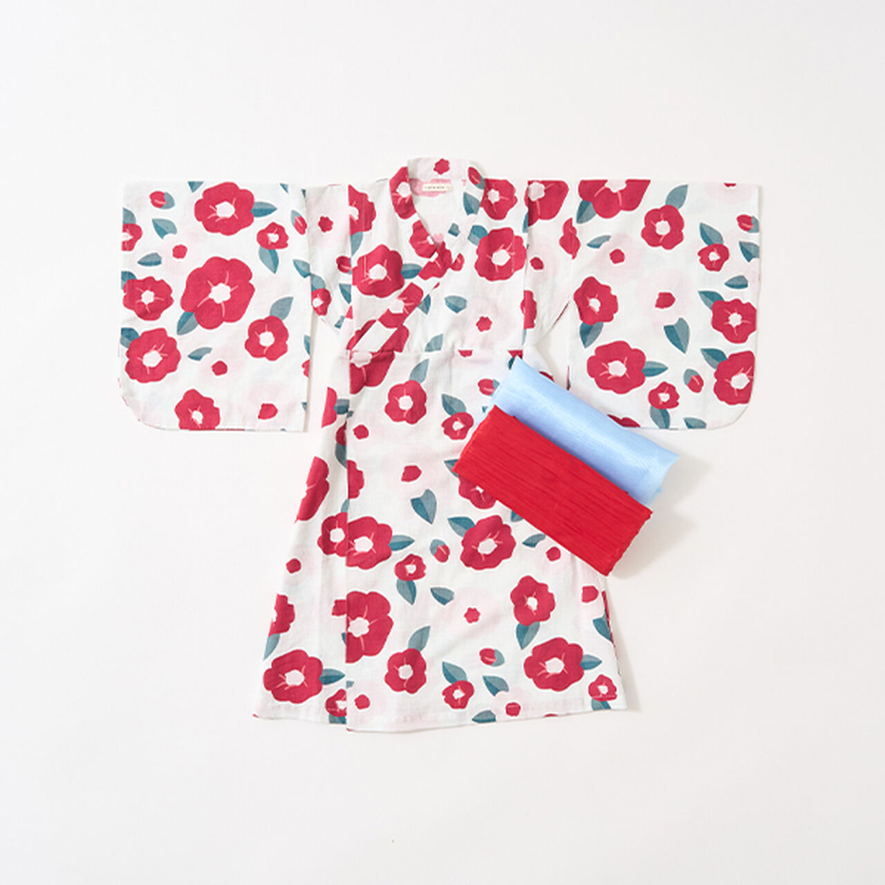 Pattern Assortment Easy-to-Wear One-Piece Yukata (2-Piece Obi Set),Deep red, large image number 12