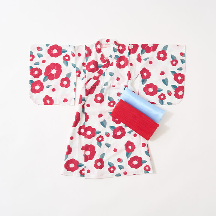 Pattern Assortment Easy-to-Wear One-Piece Yukata (2-Piece Obi Set),Deep red, medium image number 12