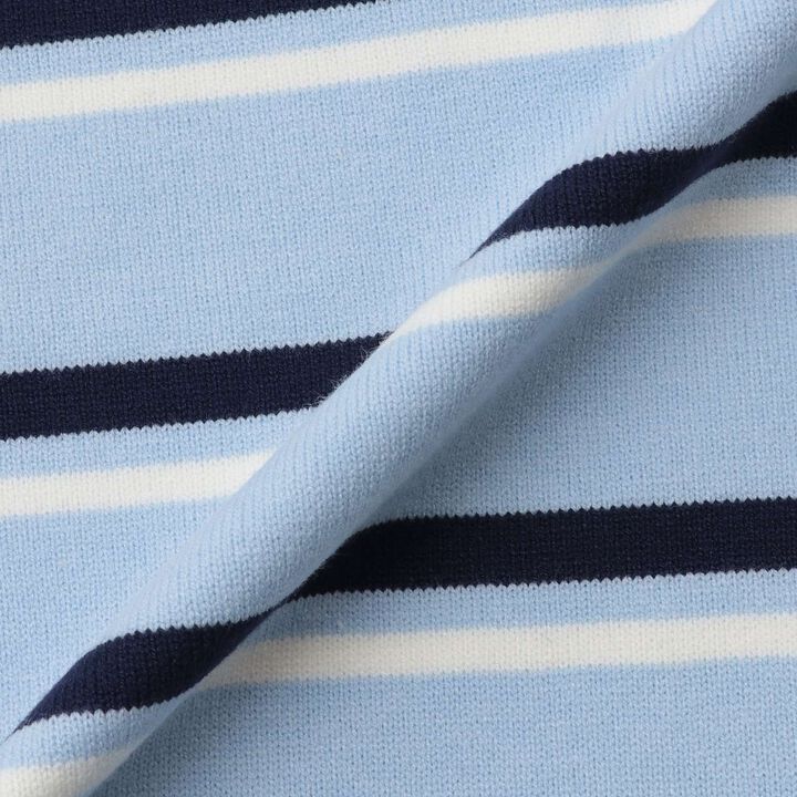 Stripe Pattern Polo Knitwear,Sax blue, medium image number 5