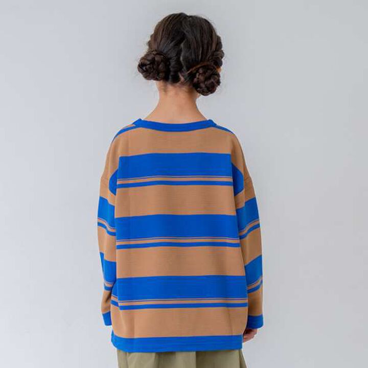 [Matching with Dad Outfit] Kids Stripe Pattern Big Long Sleeve T-Shirt,Green, medium image number 3