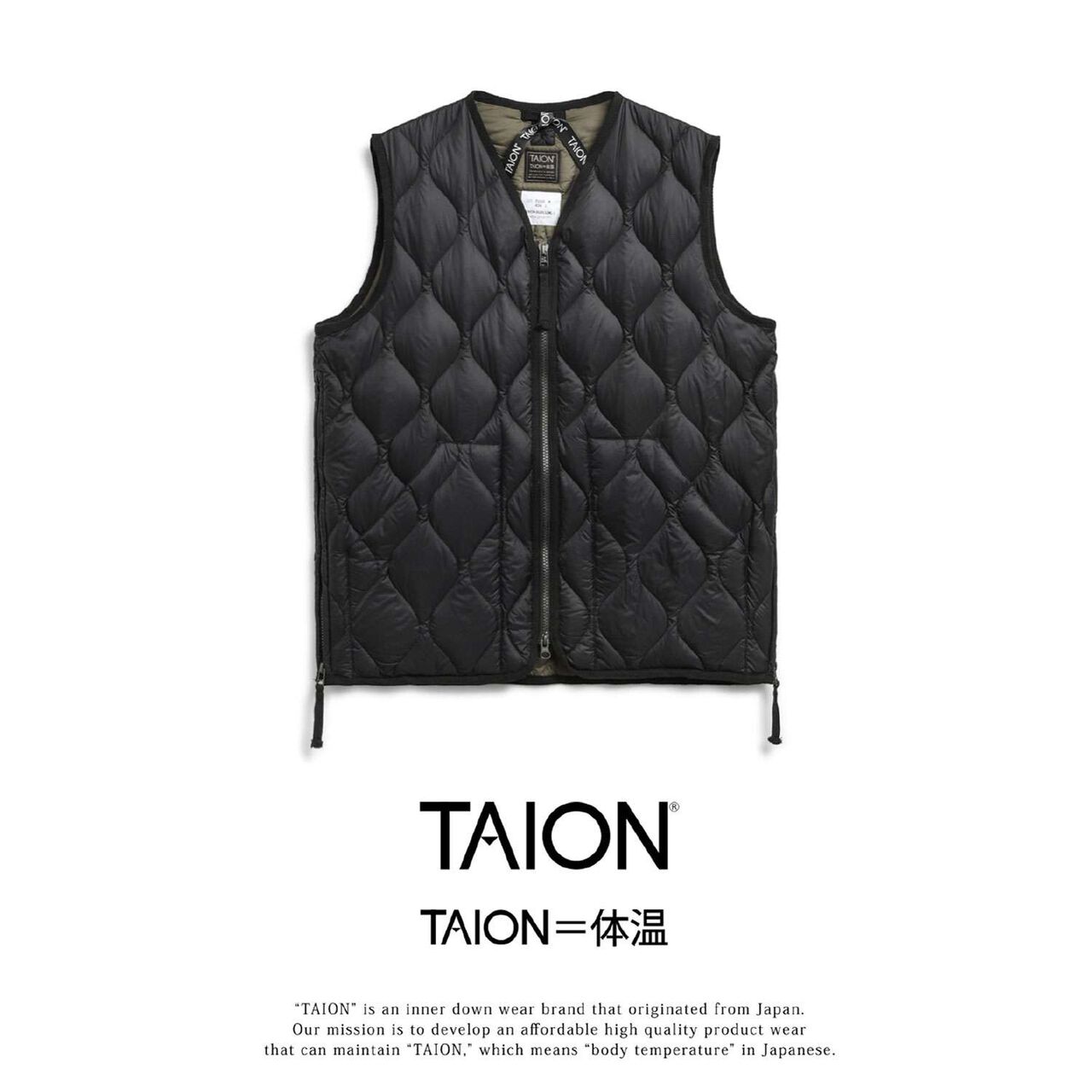 [Parent-Child Matching] [DAD] [TAION] Military V-Neck Down Vest,Black, large image number 5