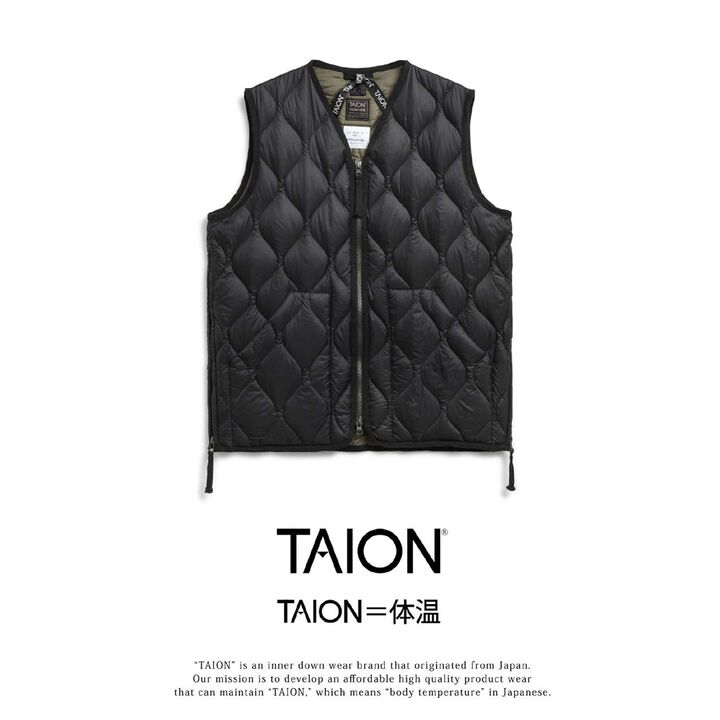 [Parent-Child Matching] [DAD] [TAION] Military V-Neck Down Vest,Black, medium image number 5