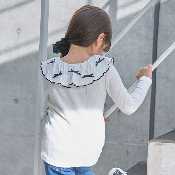 Front and Back Both OK! Collared Long-Sleeve T-Shirt,Pink, medium image number 16