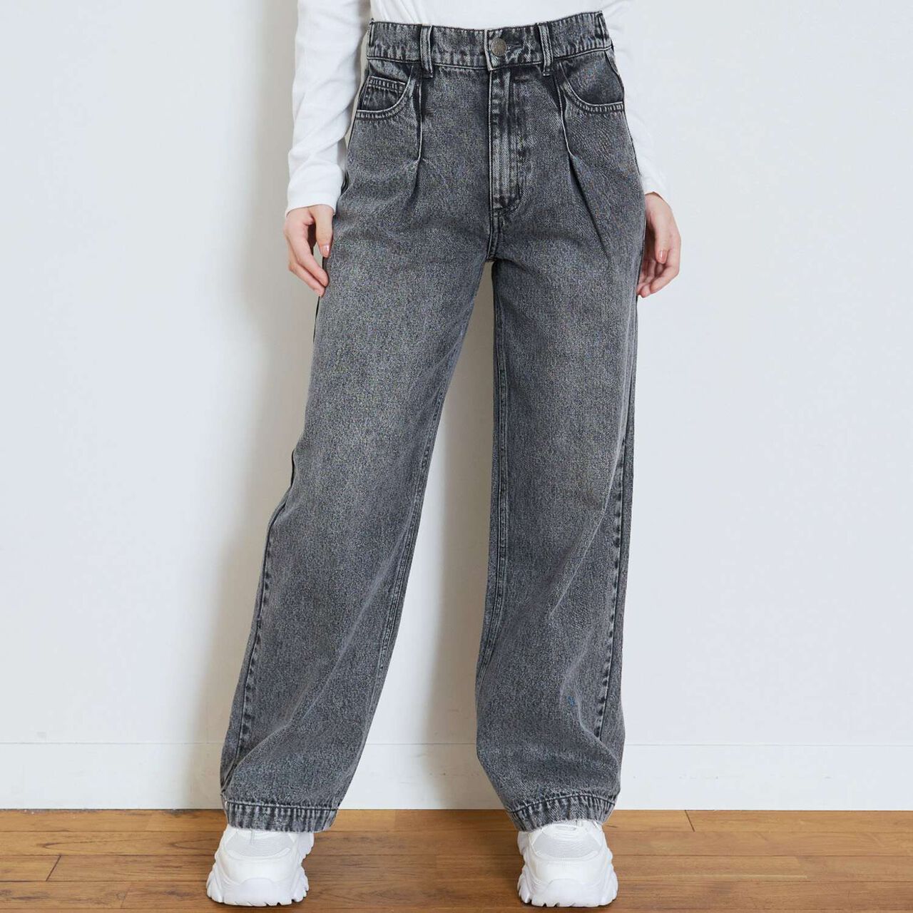 [LTXC] Tack Wide Denim Pants [Set Available],Gray, large image number 0