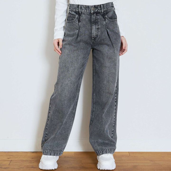 [LTXC] Tack Wide Denim Pants [Set Available],Gray, medium image number 0