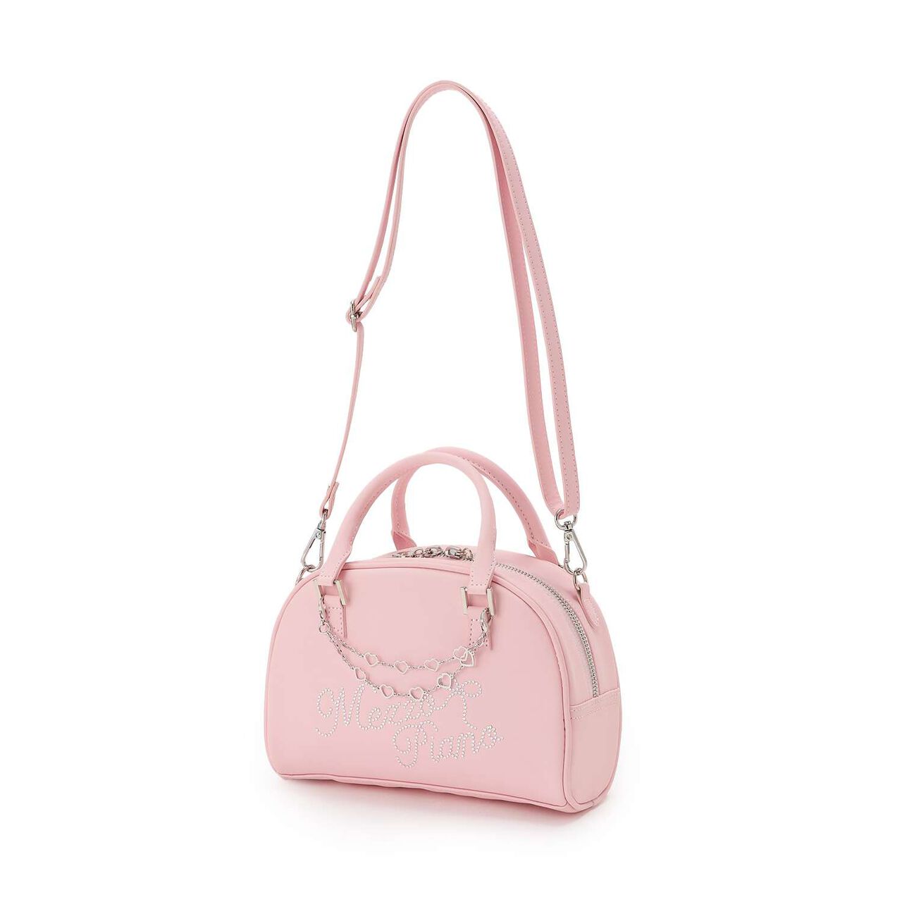 Rhinestone Logo 2 Way Shoulder Bag,Light pink, large image number 0
