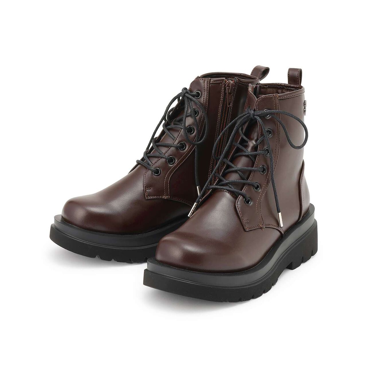 Lightweight Sole Thick-Soled Lace-Up Boots,Brown, large image number 0