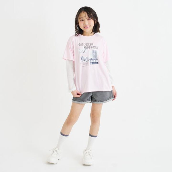 Mesh Sleeve Combination Big T-Shirt,Off white, medium image number 21