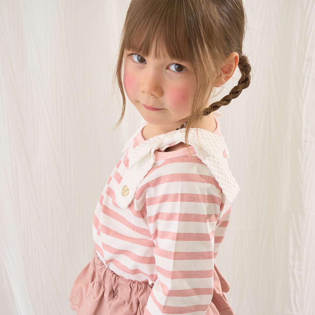 100% Cotton Quick-Dry UV Boat Neck Shoulder Ribbon T-Shirt,Light pink, large image number 13