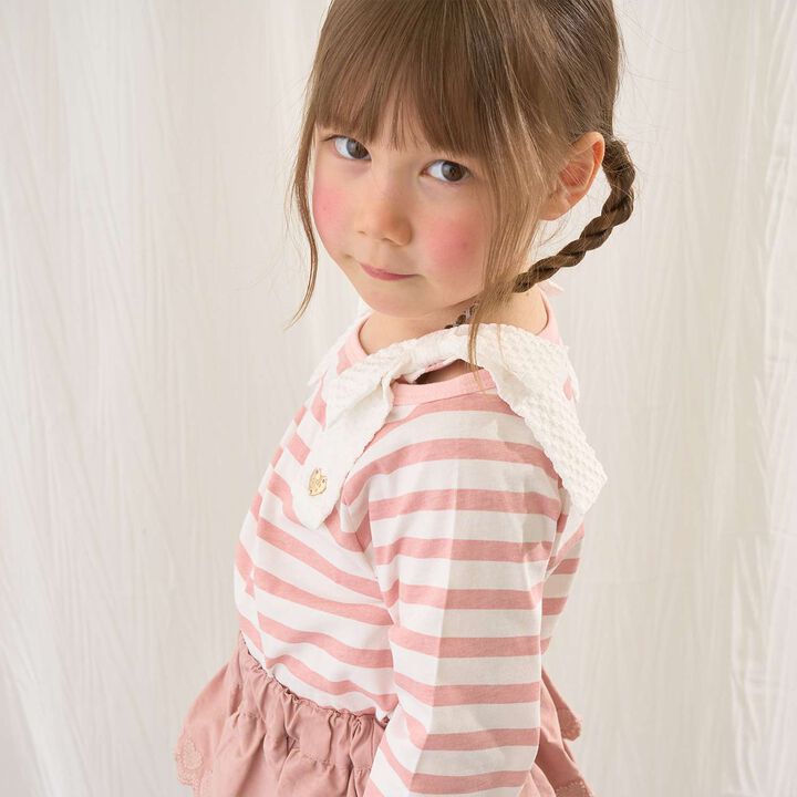 100% Cotton Quick-Dry UV Boat Neck Shoulder Ribbon T-Shirt,Light pink, medium image number 13