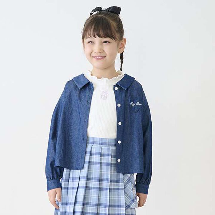 Frill Shirt & Petite High Short-Sleeve T-Shirt Set,Navy, medium image number 0