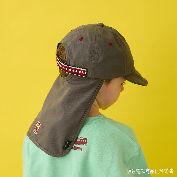 [Hankyu Train] Baseball Cap with Hanging Cloth,Charcoal gray, medium image number 3
