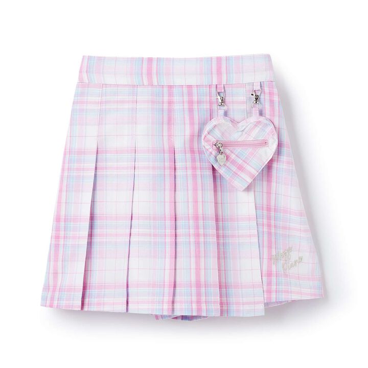 Heart Pouch Wrap-Style Checkered Culotte Skirt,, medium