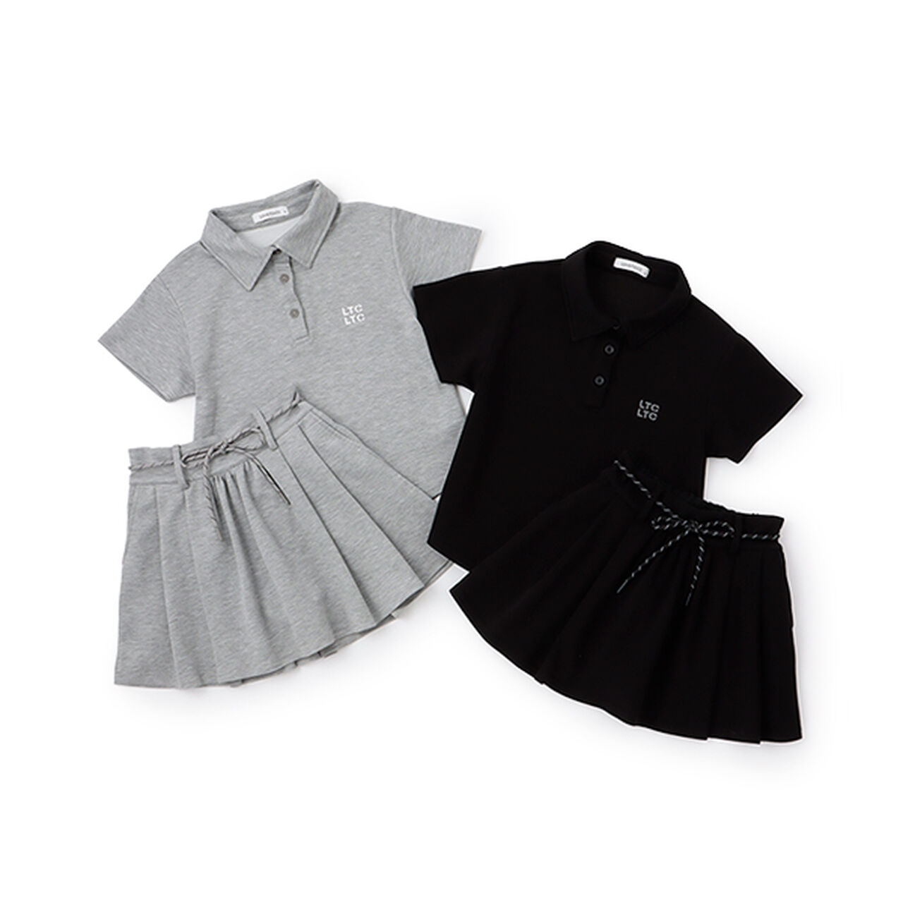 Polo Skirt Outfit Set,Top gray, large image number 13