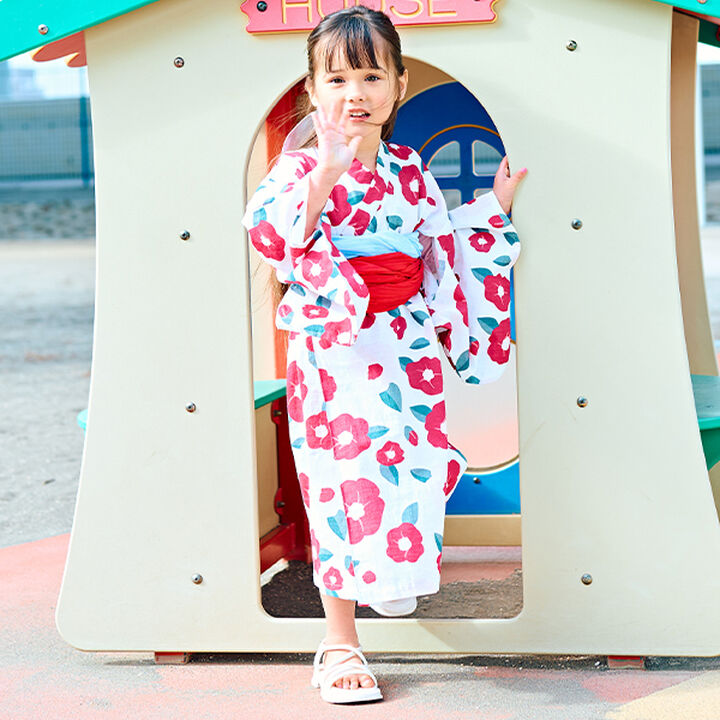 Pattern Assortment Easy-to-Wear One-Piece Yukata (2-Piece Obi Set),Deep red, medium image number 0