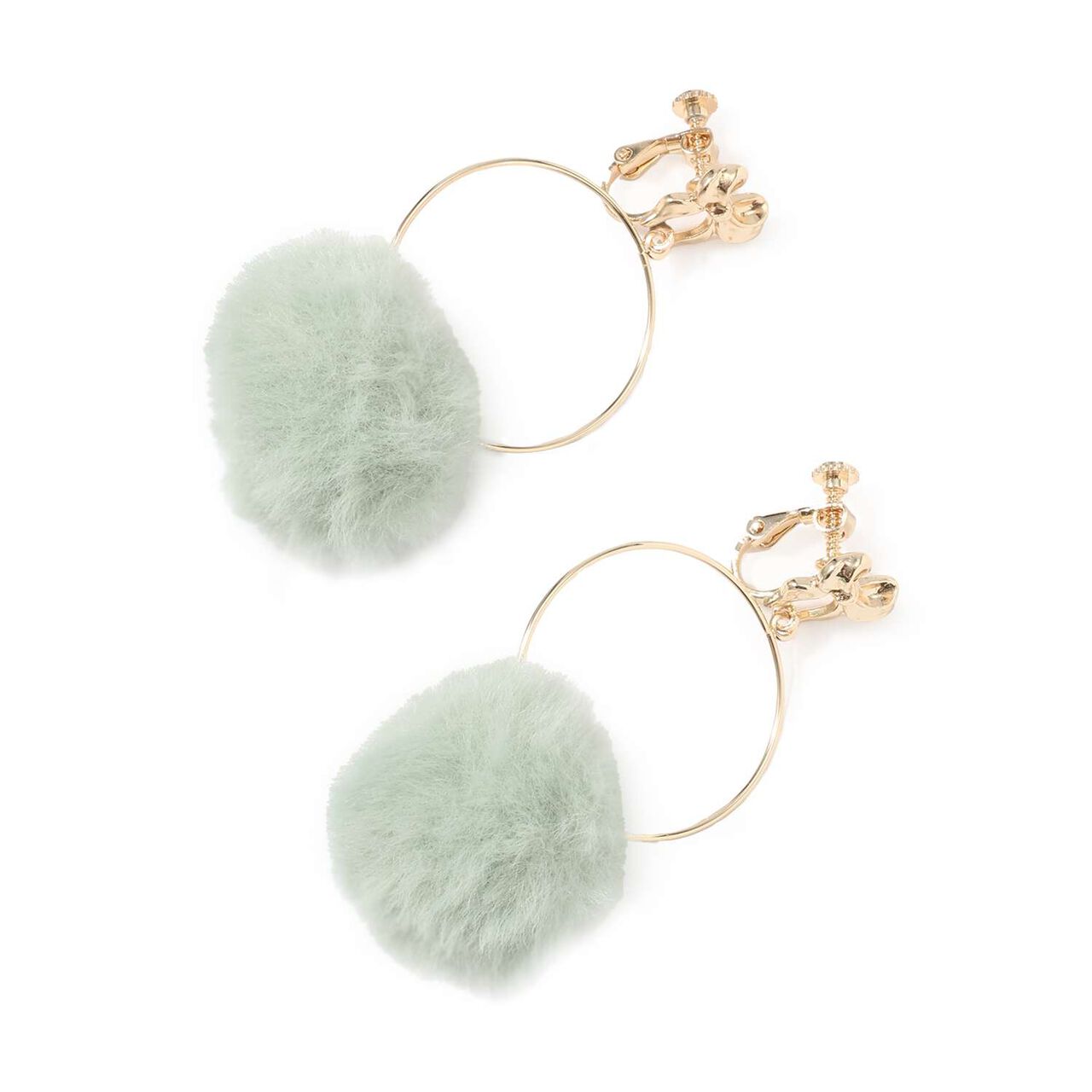 Faux Fur Earrings,Green, large image number 0