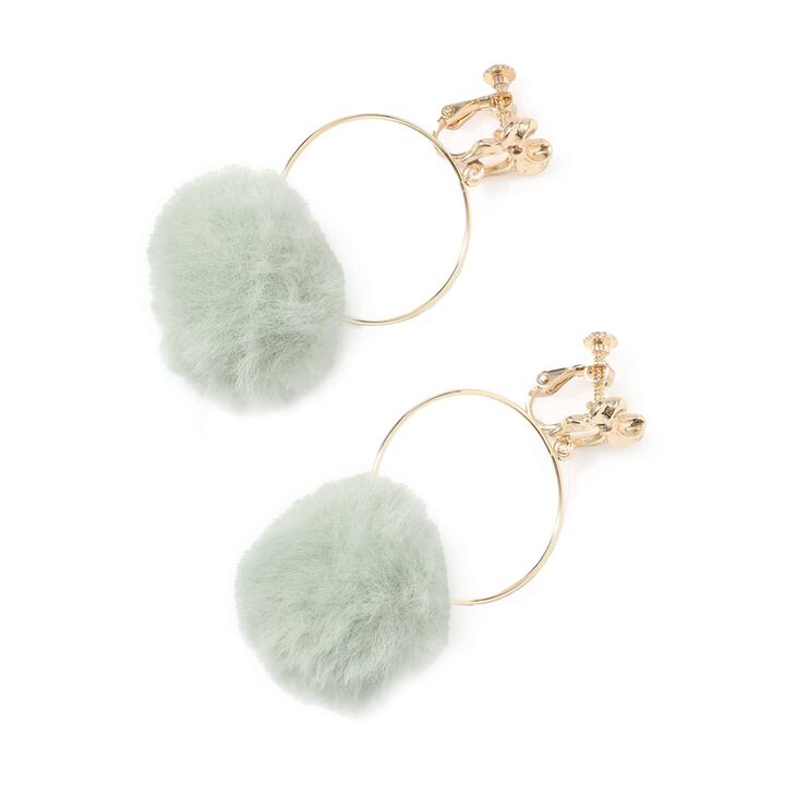 Faux Fur Earrings,Green, medium image number 0