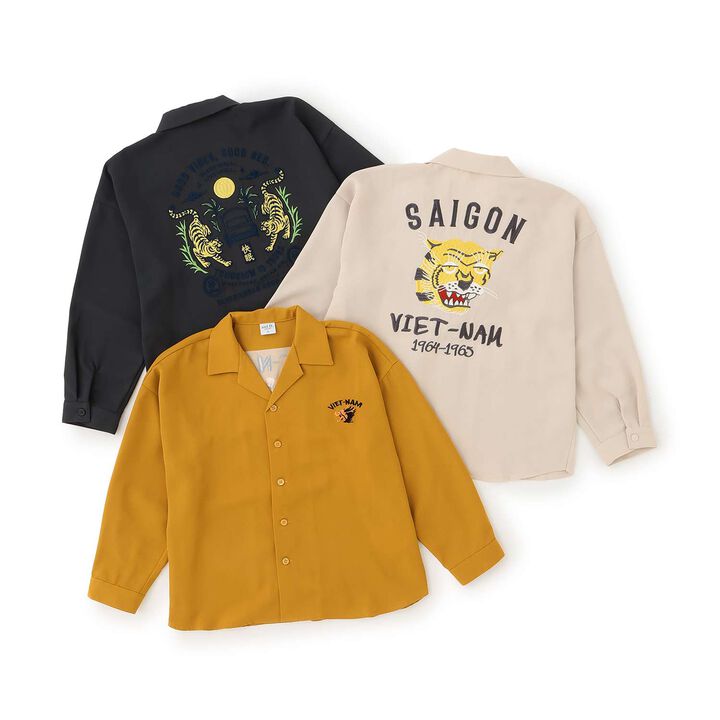 [Parent-Child Matching] Assorted Souvenir Embroidered Long-Sleeve Shirt,Charcoal gray, medium image number 23