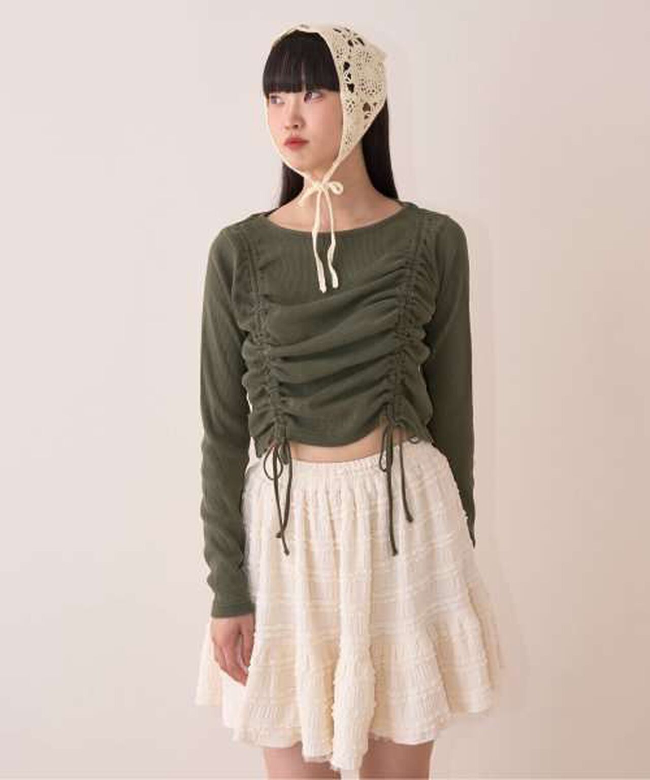 Tiered Mini Skirt,Ivory, large image number 0