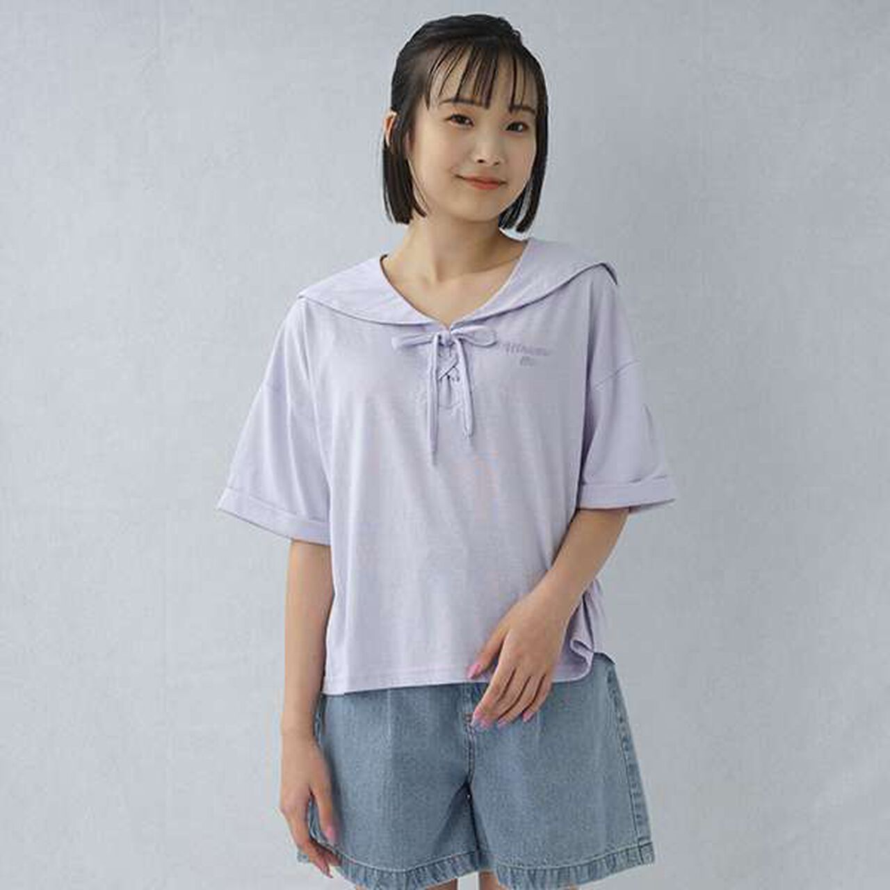 Sailor Collar Half T-Shirt,Sax blue, large image number 13