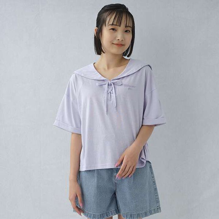 Sailor Collar Half T-Shirt,Sax blue, medium image number 13