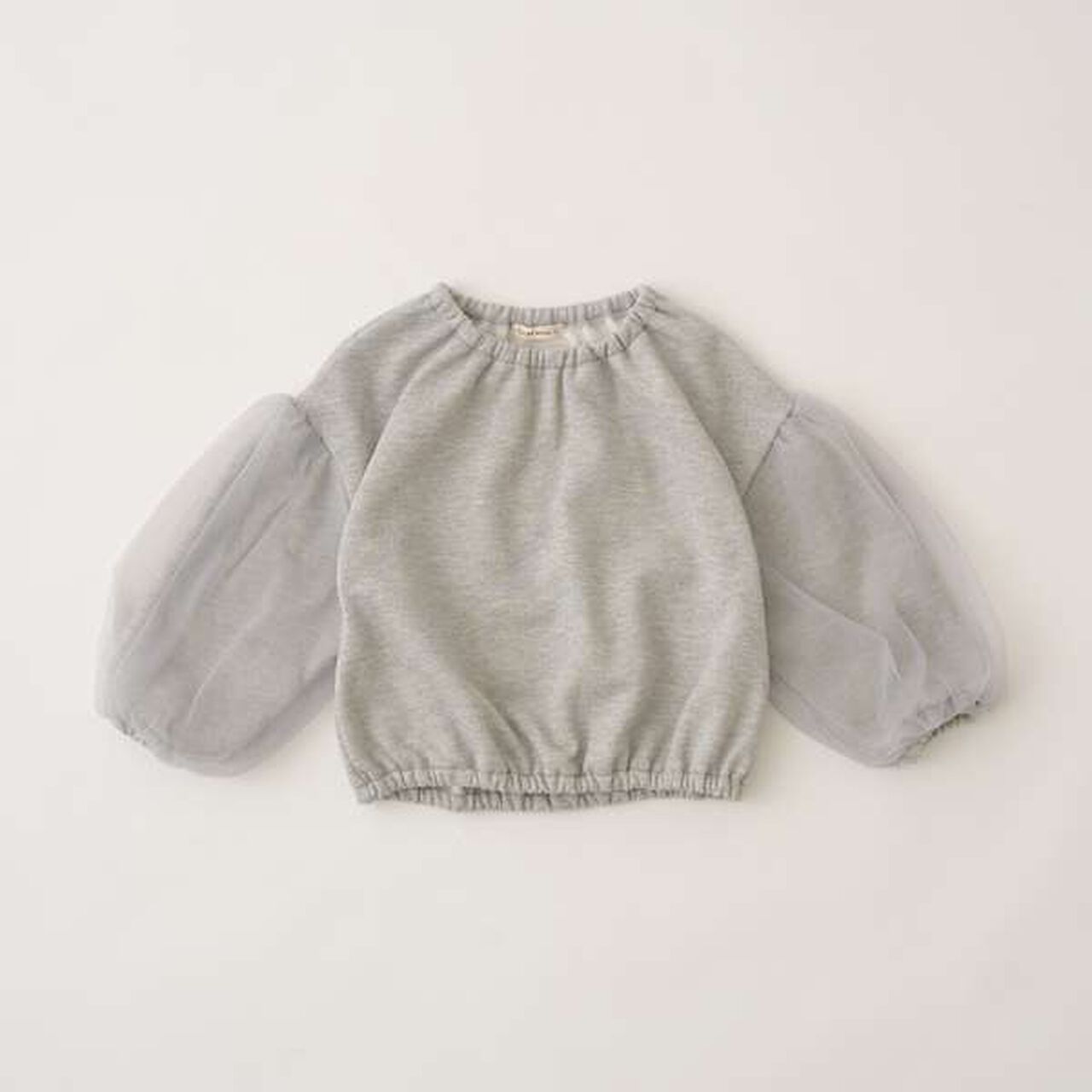 Wool Lined Tulle Sleeve Pullover,Top gray, large image number 10