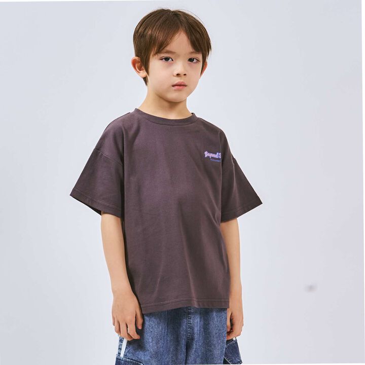 Loose Short Sleeve T-Shirt with Back Patch,Charcoal gray, medium image number 3